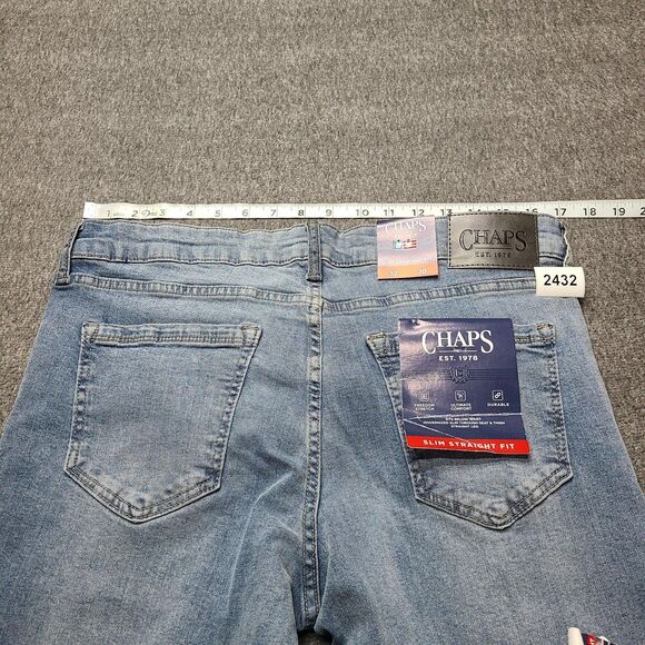 Chaps Jeans Mens 32x30 Blue Slim Straight Fit Denim Stretch Classic New Tags - Picture 9 of 10